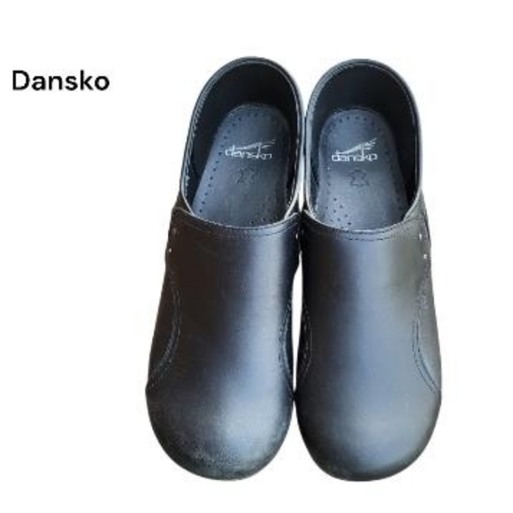 40 Dansko Phoebe Black Leather Slip On Loafer Clog Nurse Work Shoe Women 9.5 10 - Picture 6 of 13